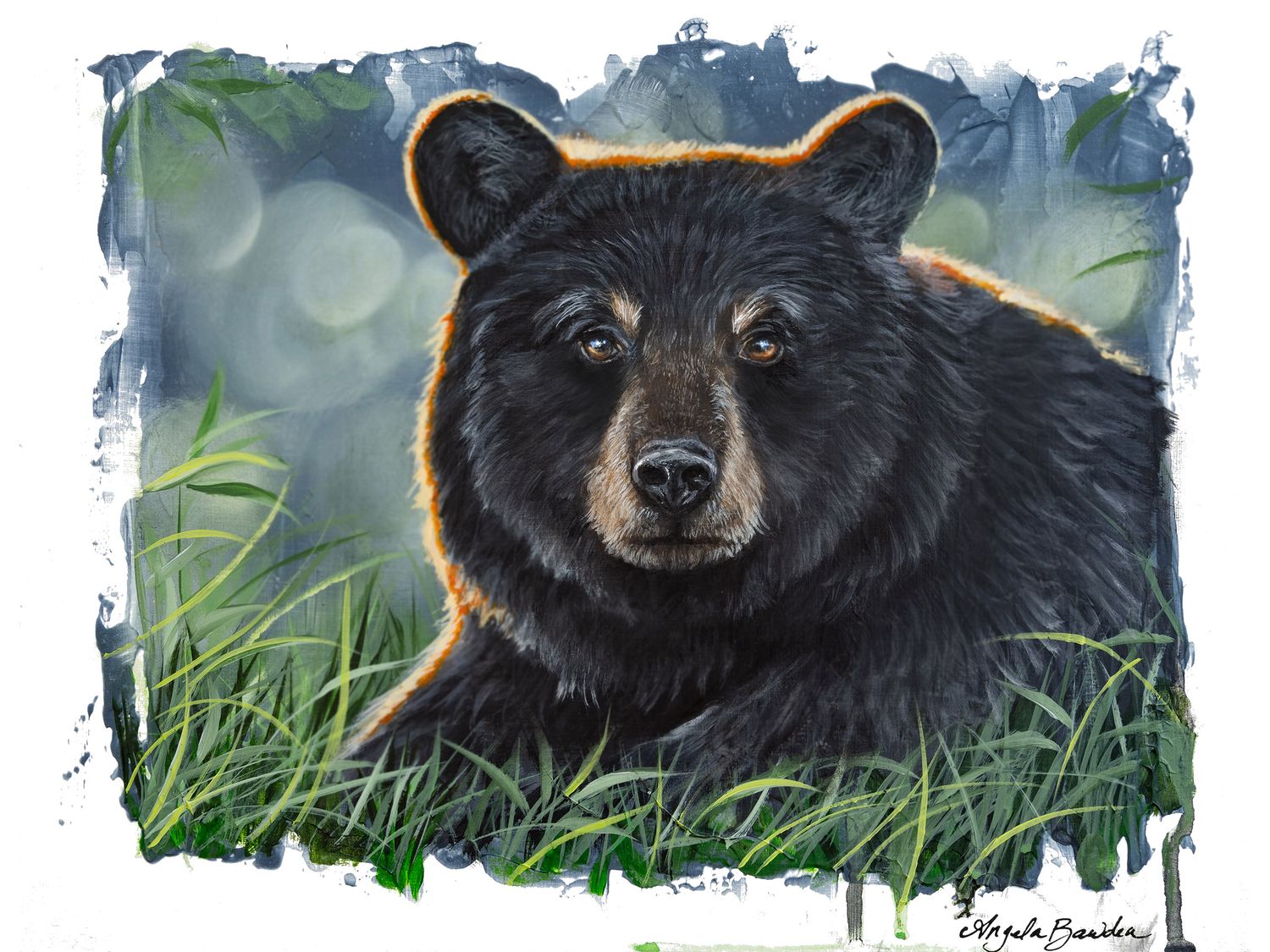 Gentle Stare - Black Bear Painting 11X14" Original