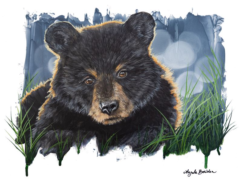 Down Time - Black Bear Cub Painting 11X14" Original