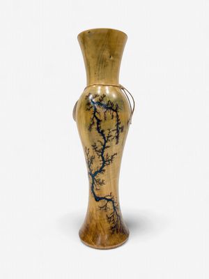 15.5” Magnolia Wood Vase w/glow resin by Turned and Burned