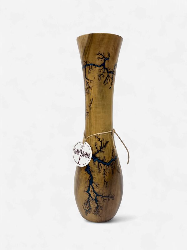 14” Magnolia vase w/glow resin by Turned And Burned