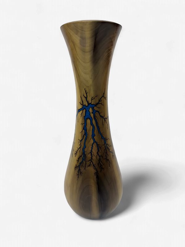 12 1/4” Magnolia glow in the dark vase by Turned &amp; Burned.