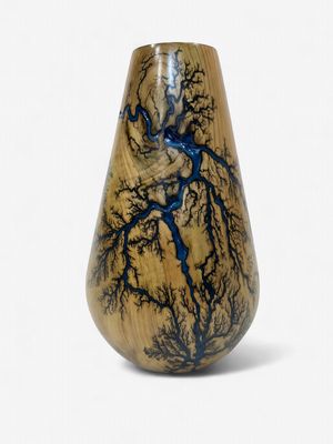 9” Tall 6” wide, Round Bottom glow in the dark vase by Turned &amp; Burned.