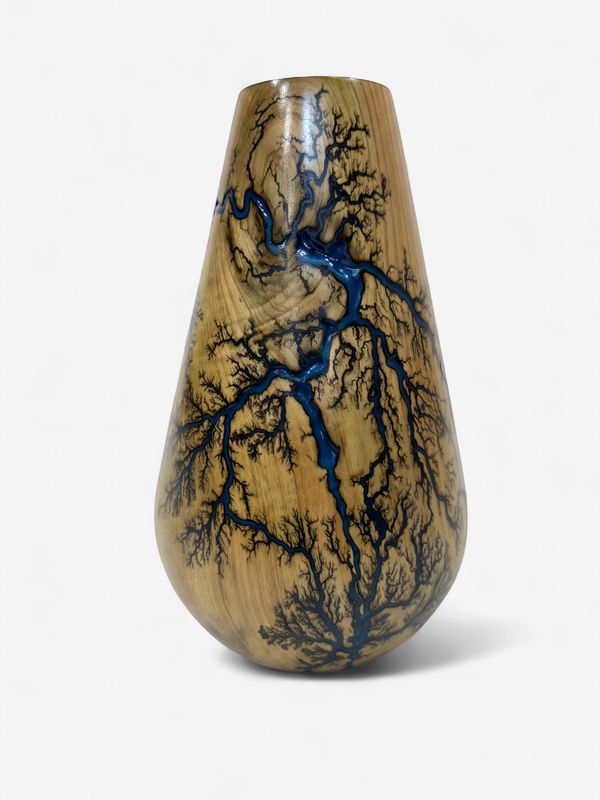 9” Tall 6” wide, Round Bottom glow in the dark vase by Turned & Burned.