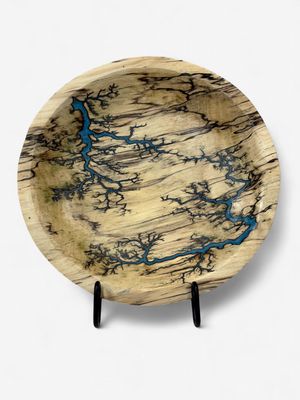 11” Maple Bowl with glow in the dark resin by Turned and Burned