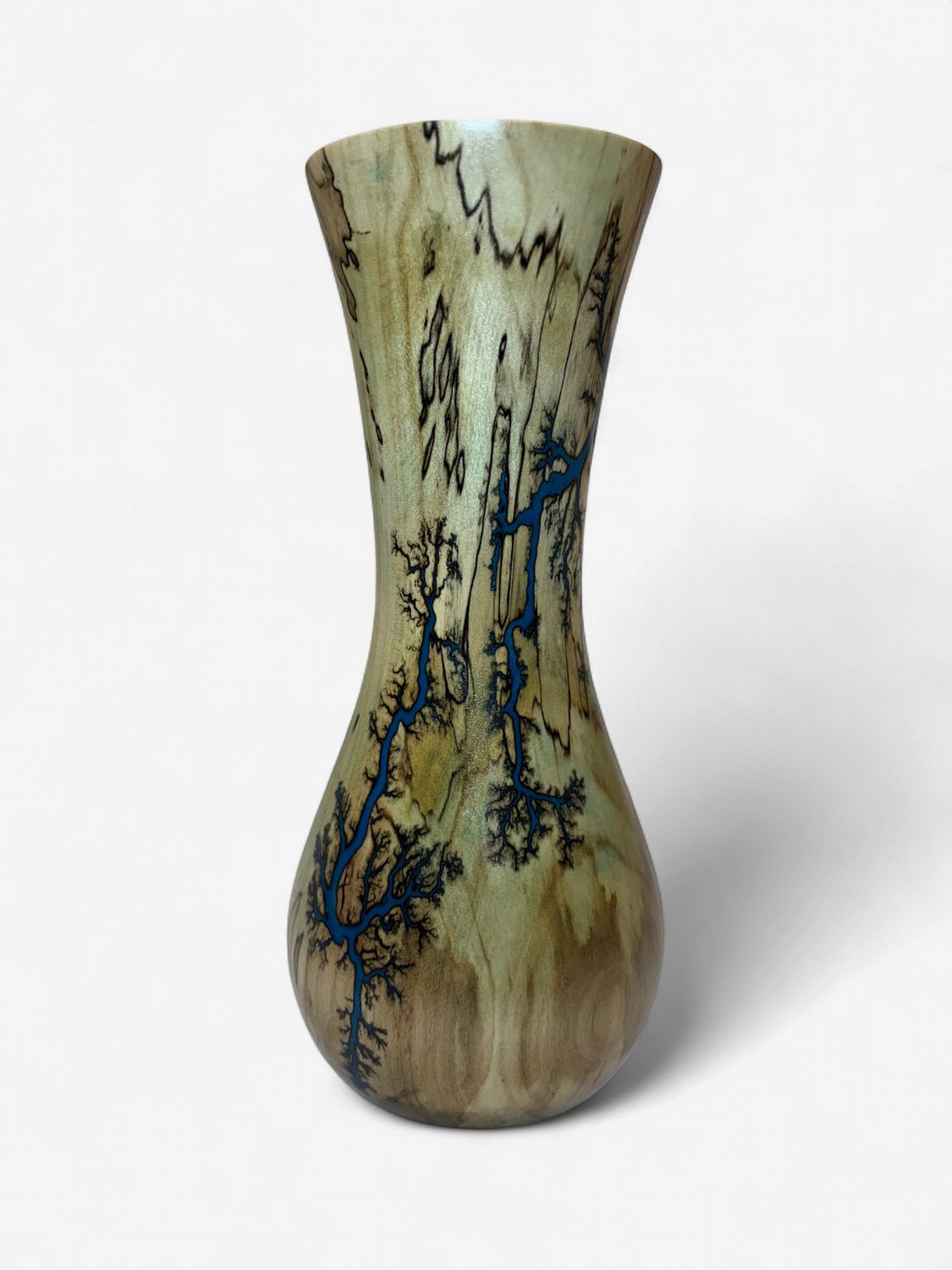 8.5” Maple vase with glow in the dark resin by Turned and Burned.