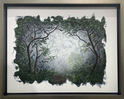 Firefly Forest, 11X14" Original Painting, Glow in the dark