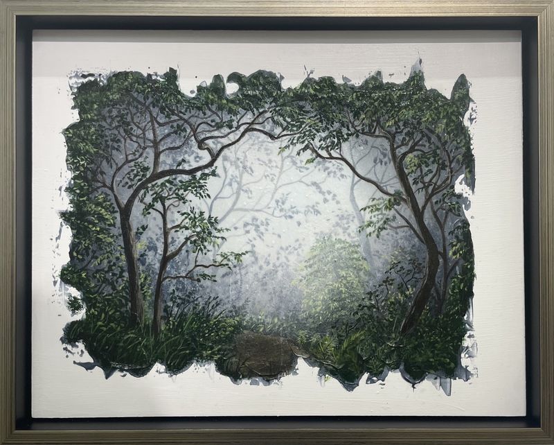 Firefly Forest, 11X14" Original Painting, Glow in the dark