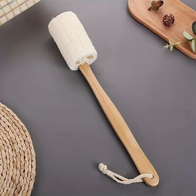 Luxurious Natural Loofah Brush with Long Detachable Wooden Handle