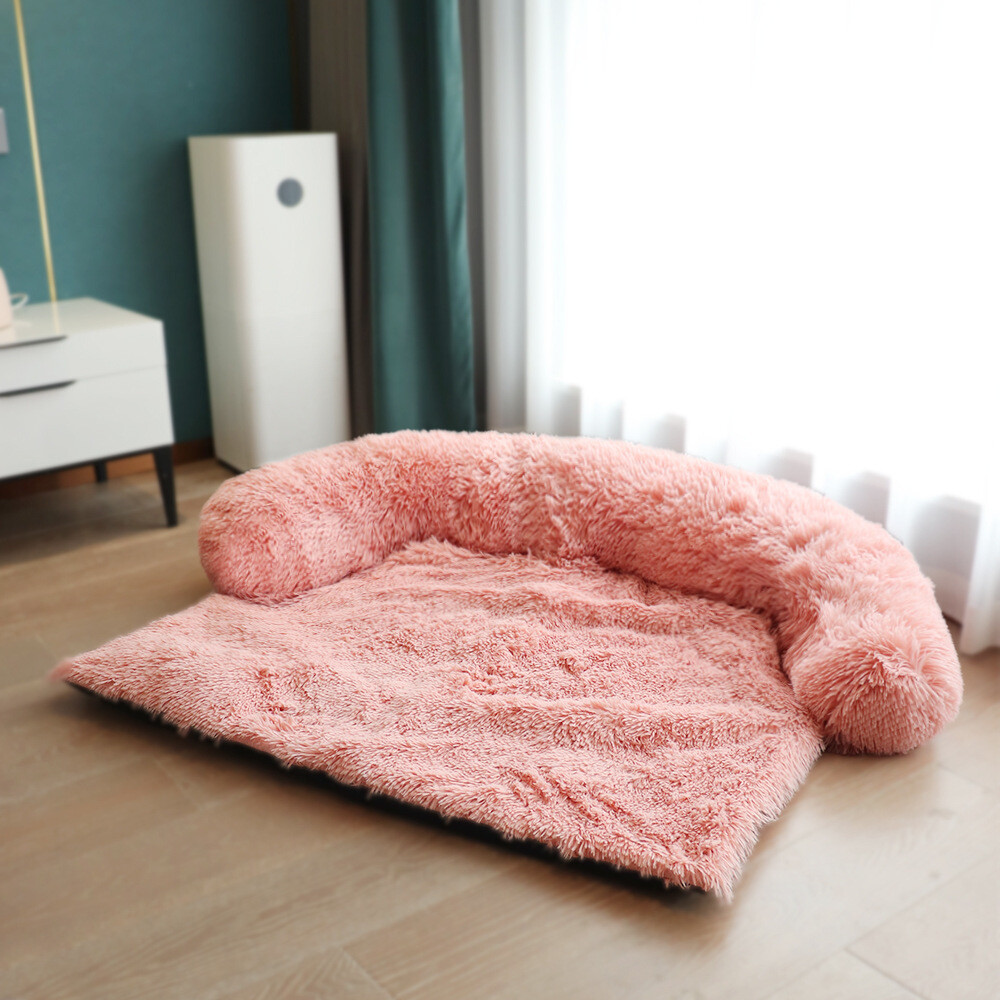Popular Pet Pads, Plush Warm Plush Blankets, Pet Supplies, Thickened Dog Sofa Cushions, Kennel Wholesale, Color: (round) pink pad, Specifications: S