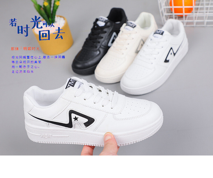Breathable White Leather Shoes For Women Spring And Autumn New Korean Style Casual Student Sneakers For Women Thick-soled Shoes For Women, Size: 40, Color: White