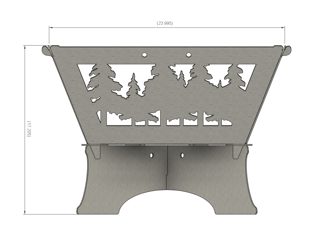 Collapsible Fire Pit, 24 inch, Pine Trees, Steel