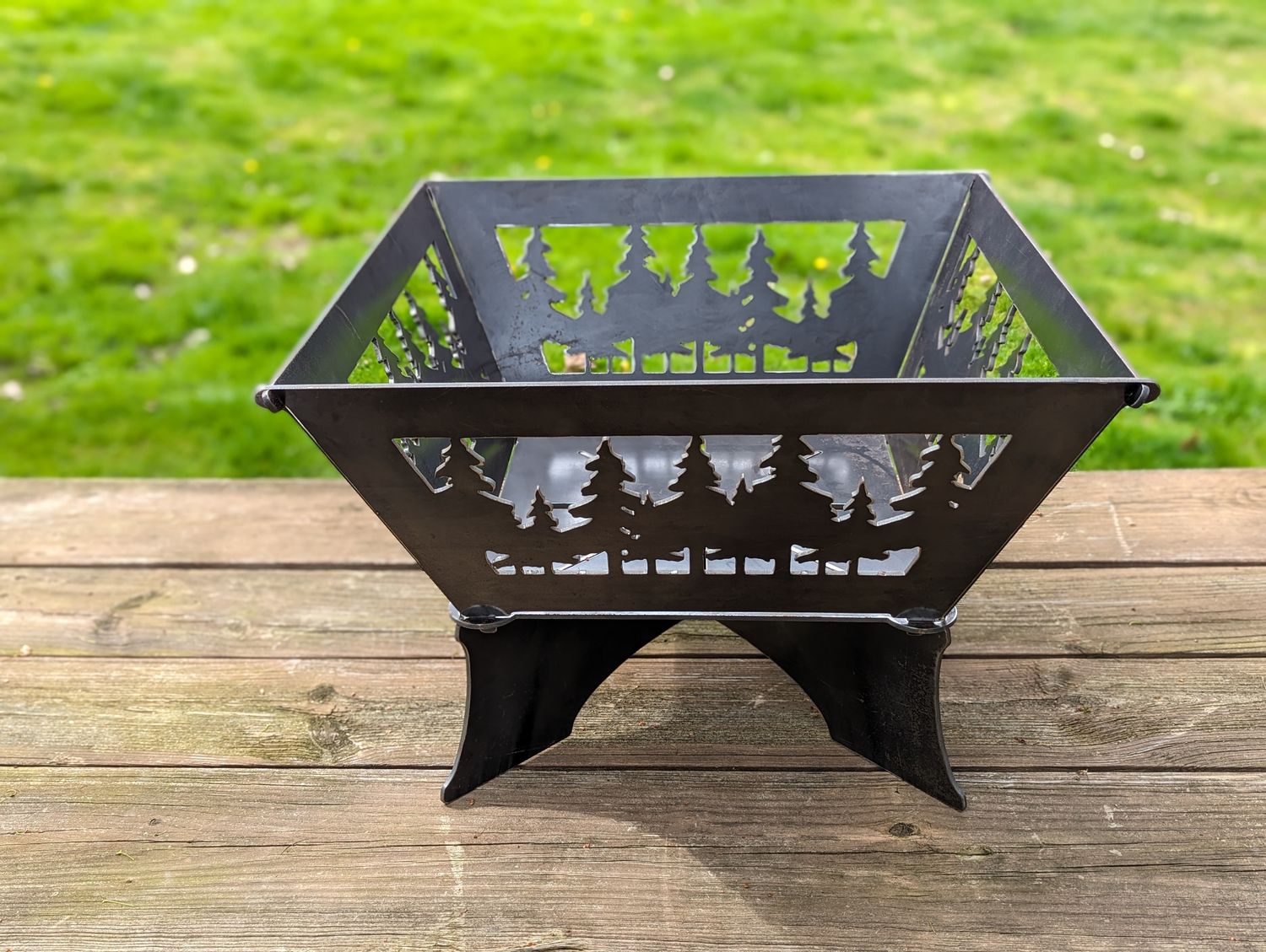 Collapsible Fire Pit, 24 inch, Pine Trees, Steel