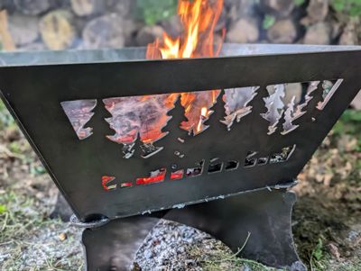 Collapsible Fire Pit, 24 inch, Pine Trees, Steel