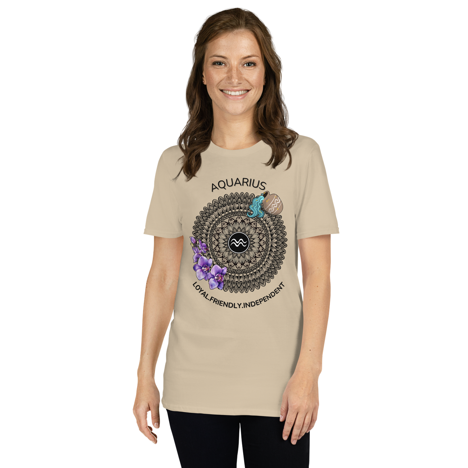 Aquarius Mandala Orchids Short-Sleeve Unisex T-Shirt