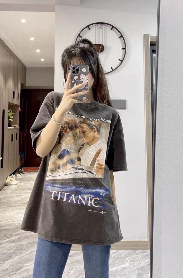 Retro Titanic Movie Poster Distressed Short Sleeve T-shirt