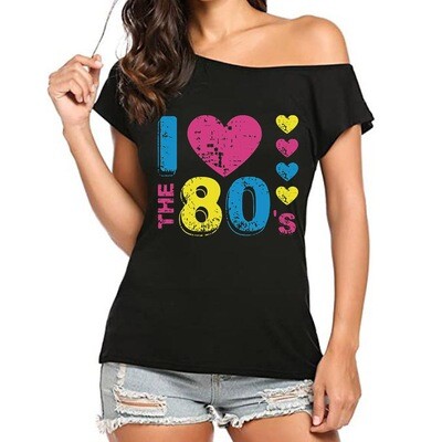 I Love The 80&#39;s Oblique Collar Short-sleeved Women&#39;s T-shirt