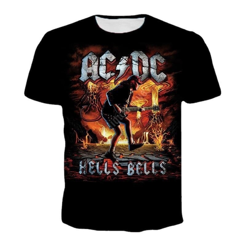 Men's ACDC Rock Band Short Sleeve Printed T-Shirt
