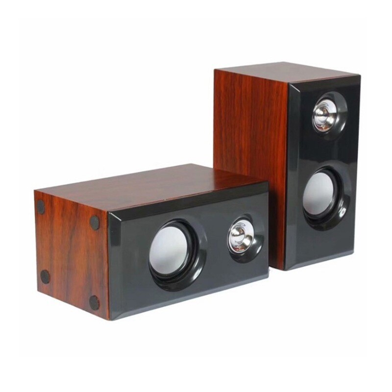 Computer Wood USB Audio Laptop Stereo Speakers