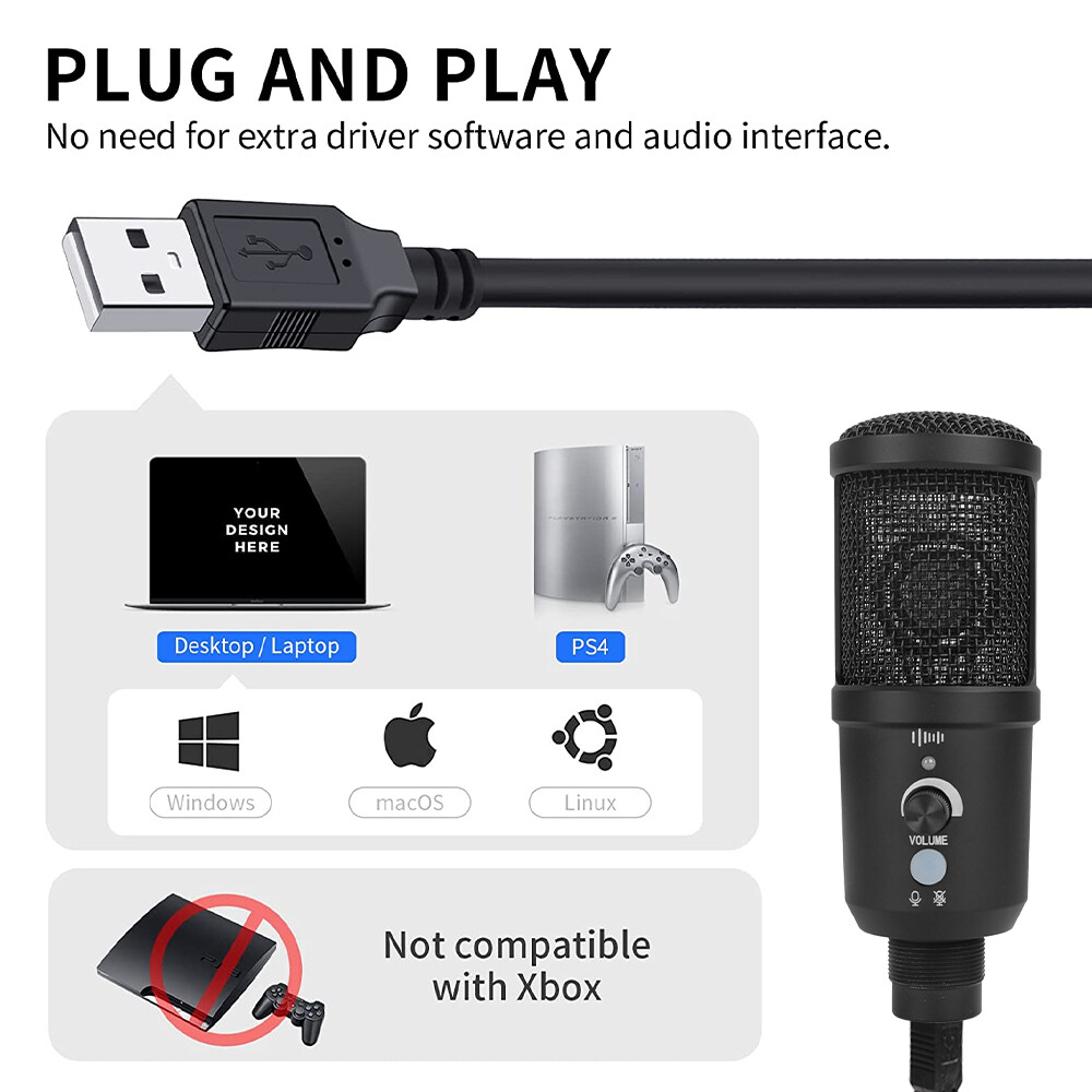 USB Recording Condenser Microphone Computer Video Microphone