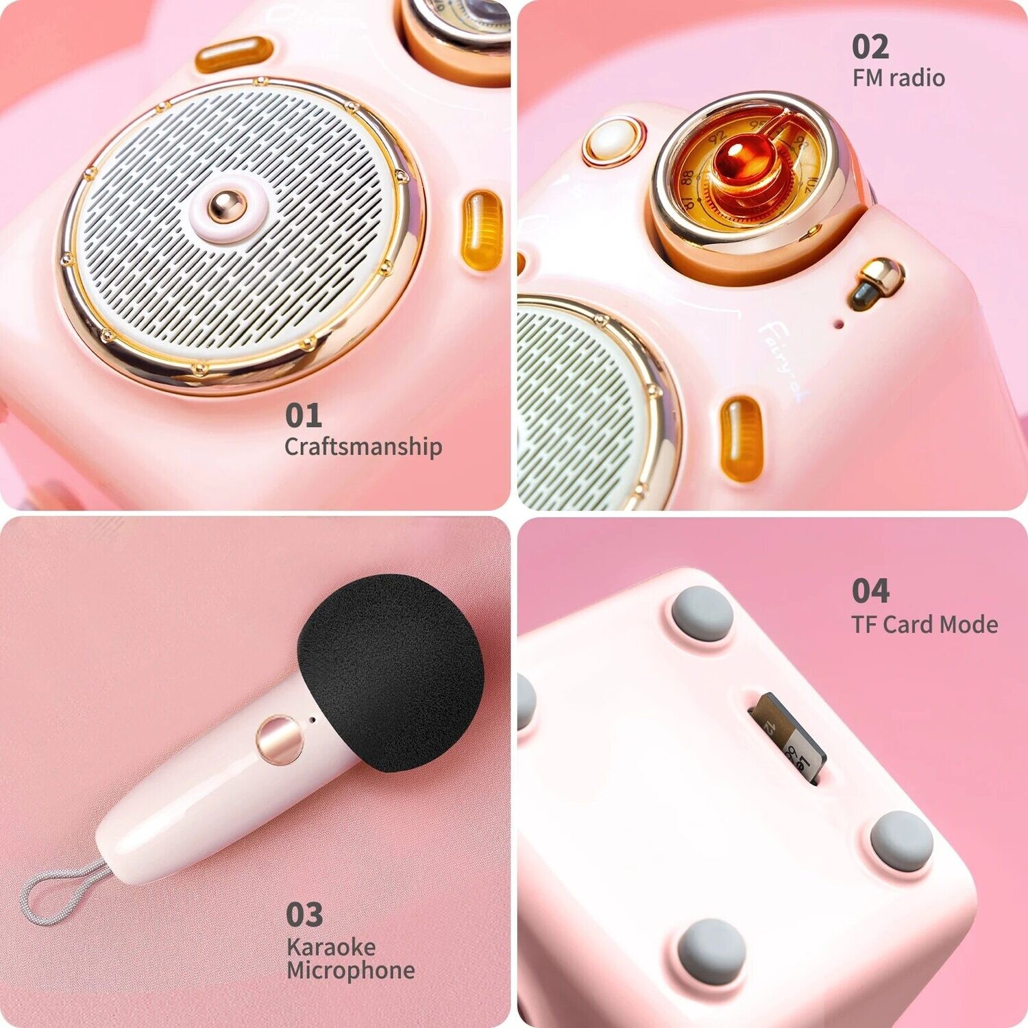 Portable Bluetooth Speaker With Microphone Karaoke Function