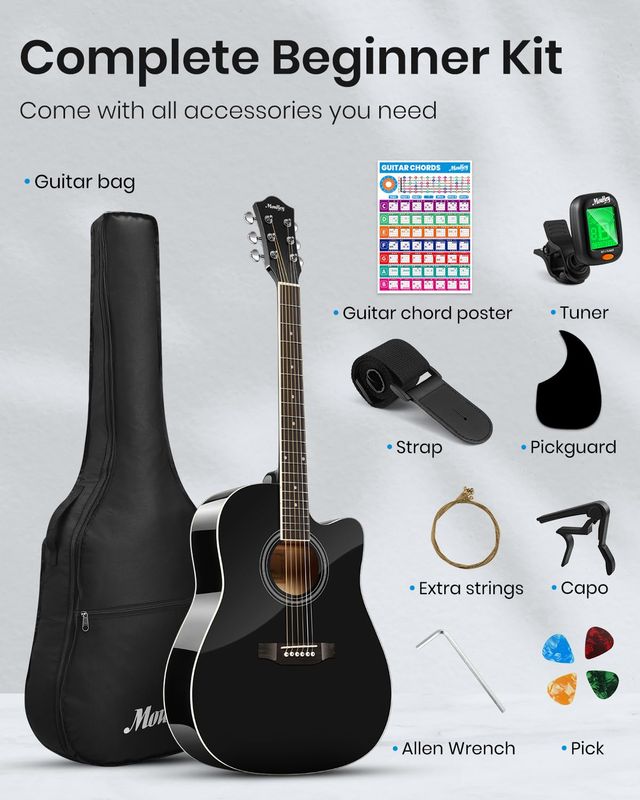 Moukey 41 Acoustic Guitar for Adult Teen Full Size with Accessories and Bag