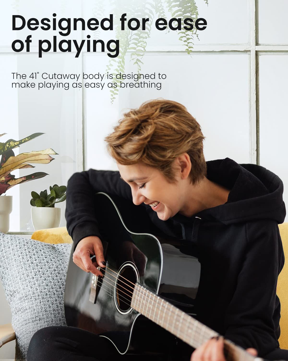 Moukey 41 Acoustic Guitar for Adult Teen Full Size with Accessories and Bag
