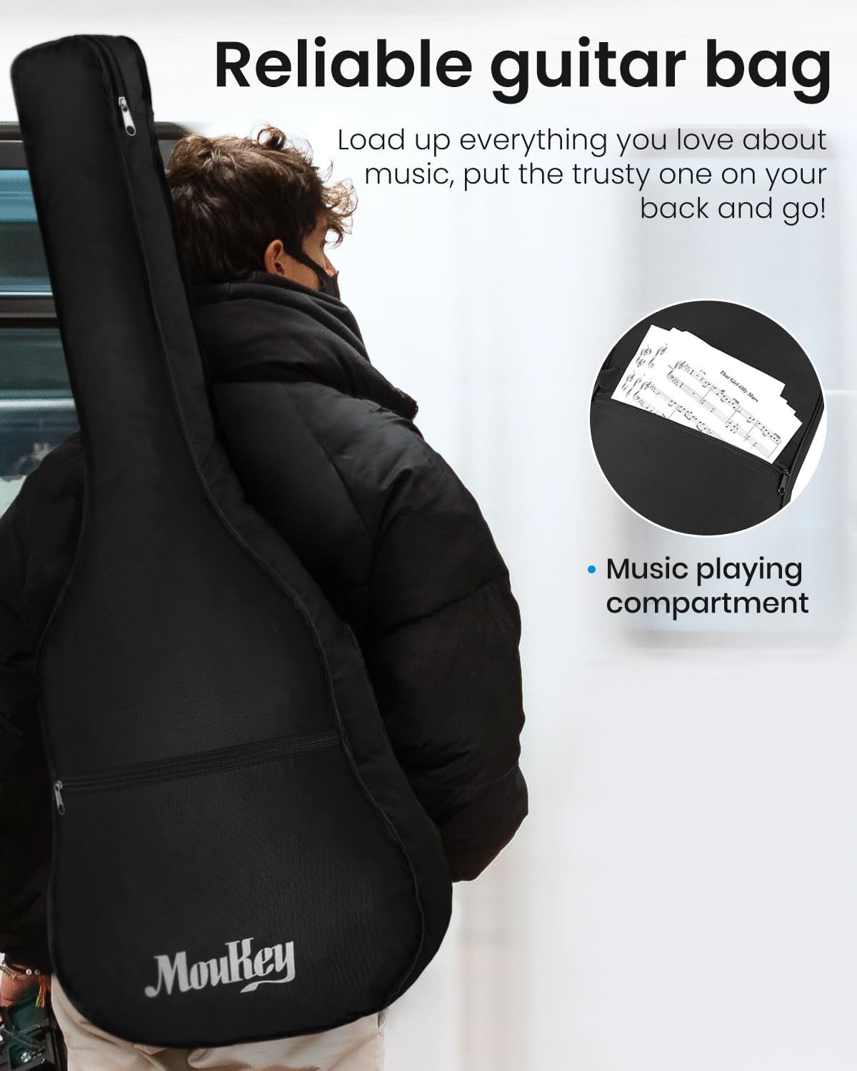 Moukey 41 Acoustic Guitar for Adult Teen Full Size with Accessories and Bag