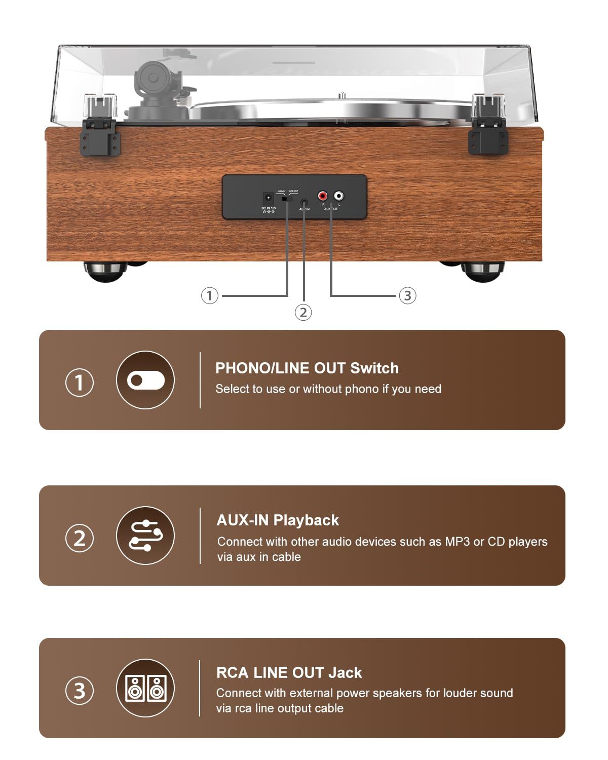 Record Player All-in-One High Fidelity Turntable  ATN3600L
