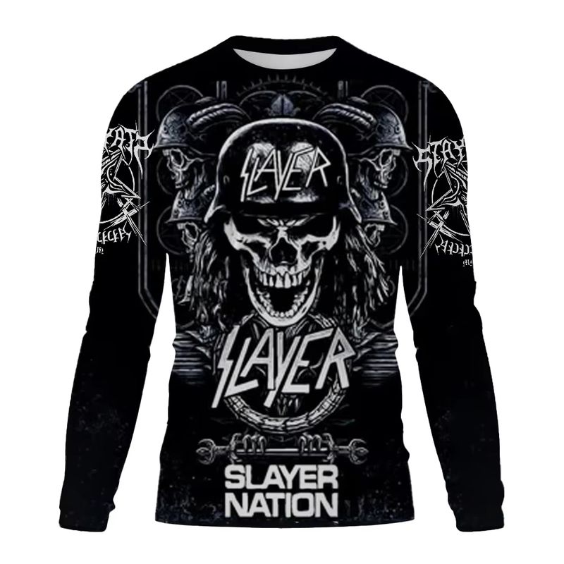 Men's Long Sleeve Tshirt 3D Rock Band Slayer T-shirt