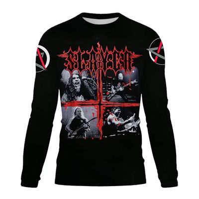 Men&#39;s Long Sleeve Tshirt 3D Rock Band Slayer T-shirt