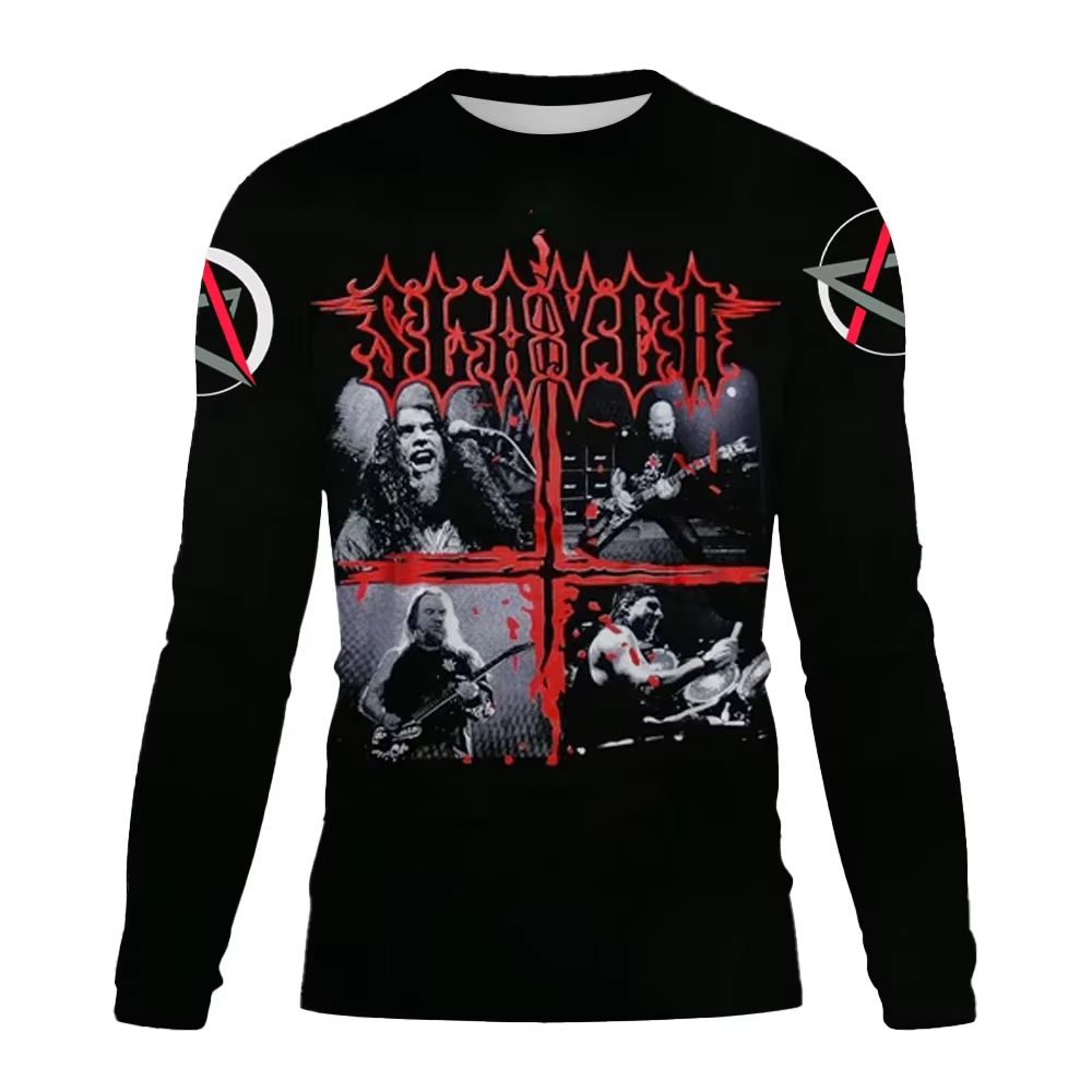 Men&#39;s Long Sleeve Tshirt 3D Rock Band Slayer T-shirt