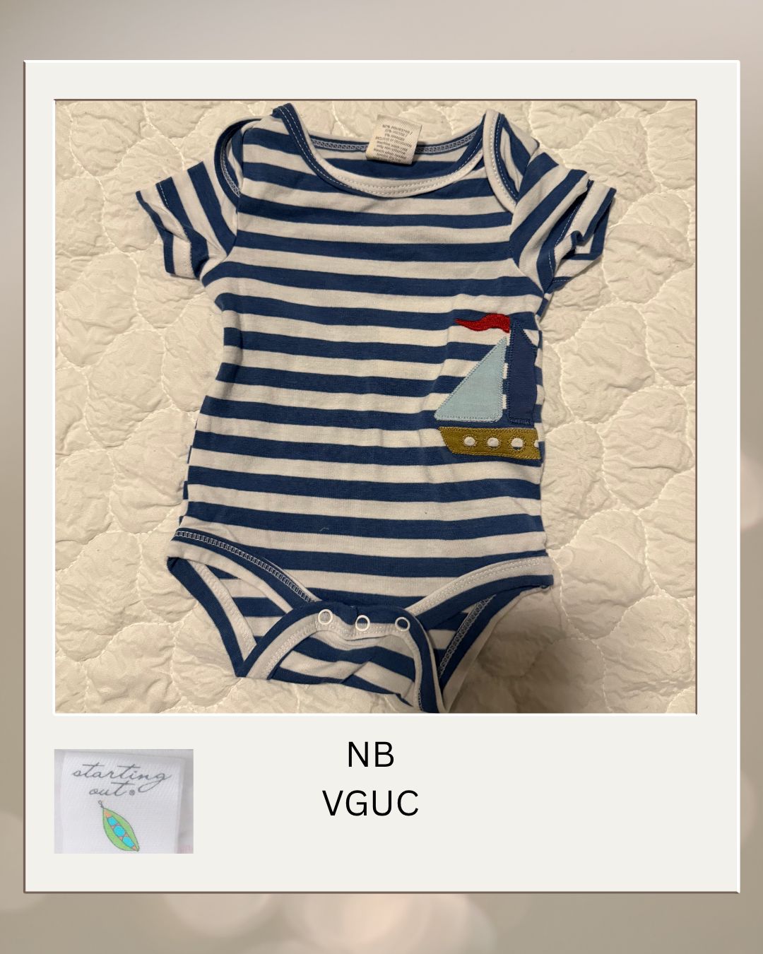NB Bamboo Sailboat Appliqué Onsie