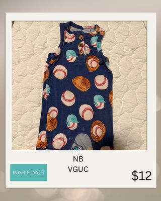 Posh Peanut NB Baseball Romper