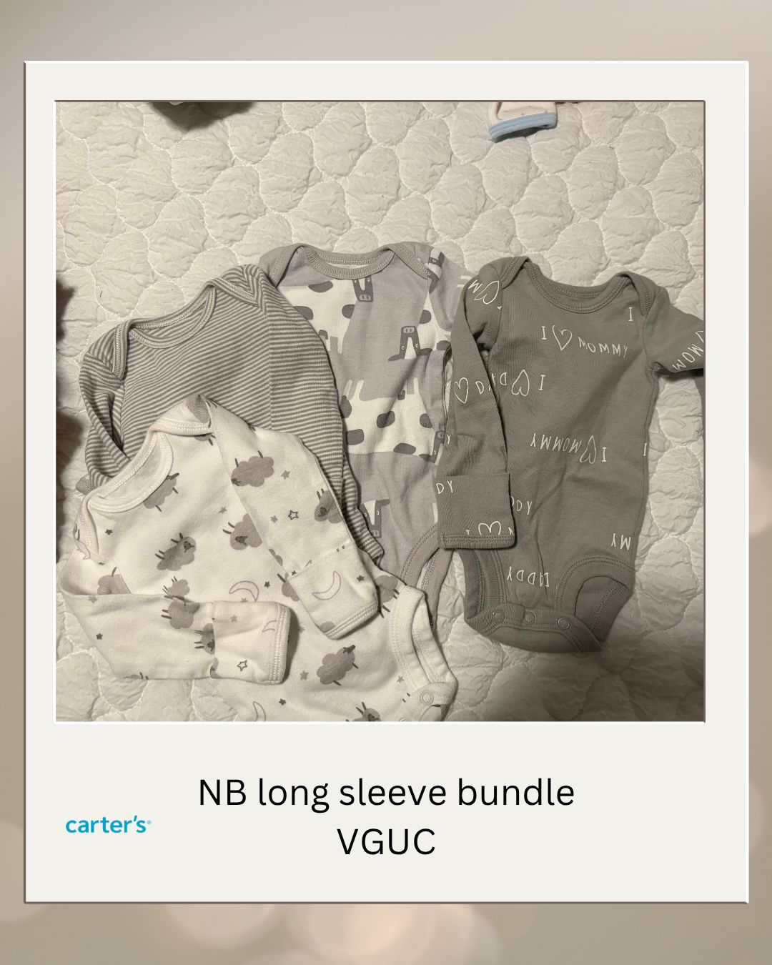 4 Pack Bundle NB Long Sleeve Onsies