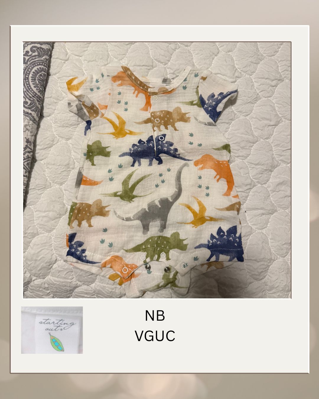 NB Muslin Dino Romper