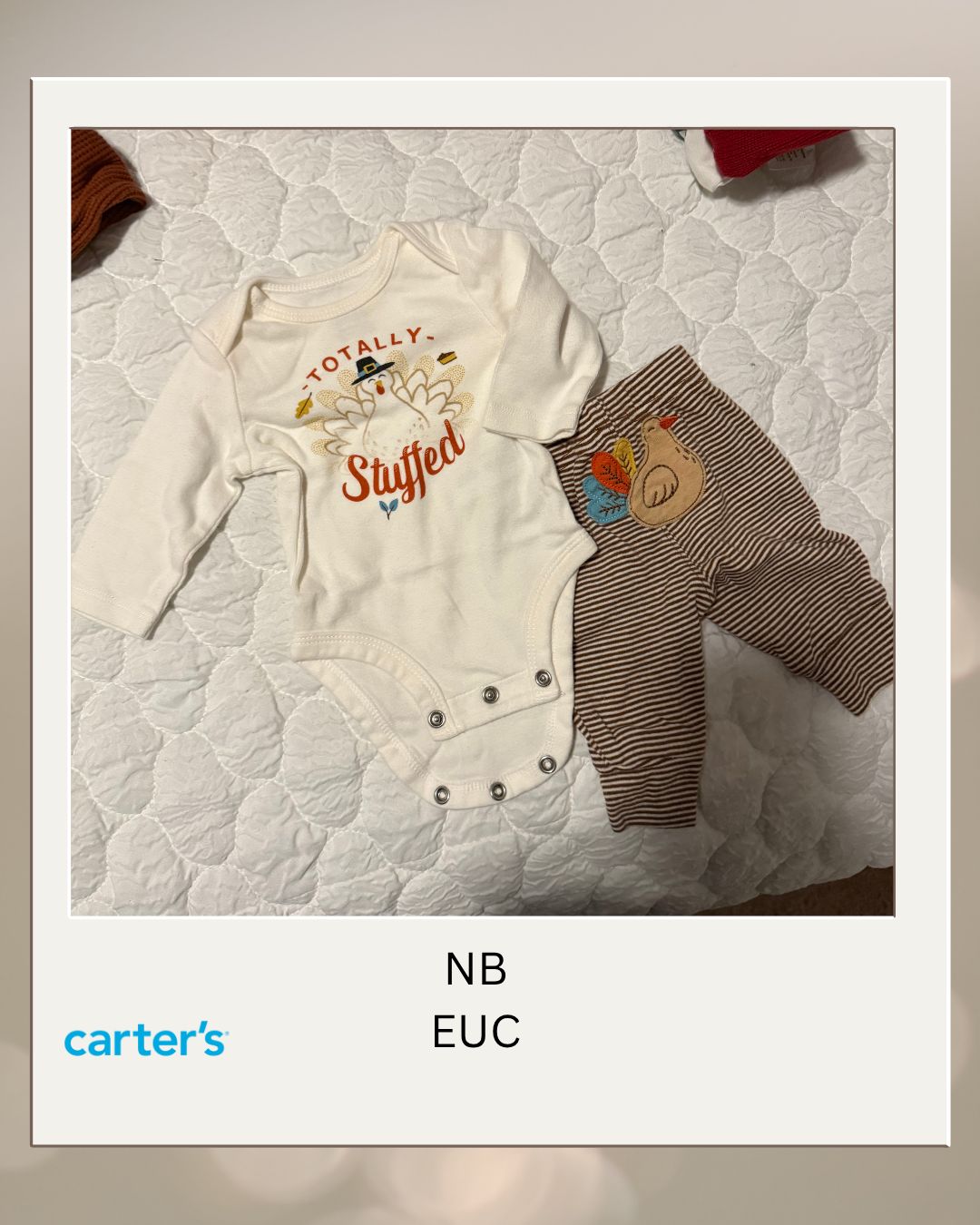 NB Thanksgiving Onsie With Pants. Turkey Appliqué