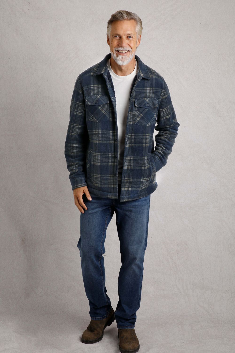 Weird Fish Tyburn Fleece Shacket Navy