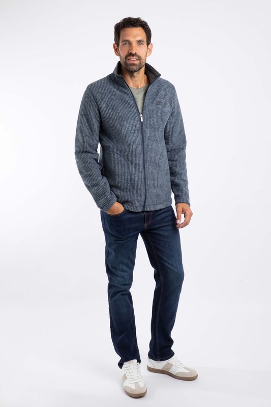 Weird Fish Shires Full Zip Grid Fleece Navy