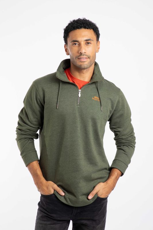 Weird Fish Brampton Branded 1/4 Zip Sweatshirt Fir Green