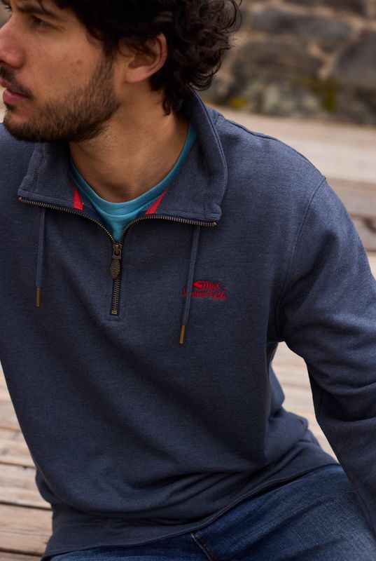 Weird Fish Brampton Branded 1/4 Zip Sweatshirt Navy