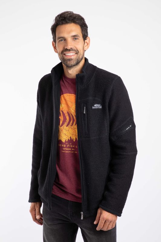Weird Fish Berhan Full Zip Lined Macaroni Jacket Black
