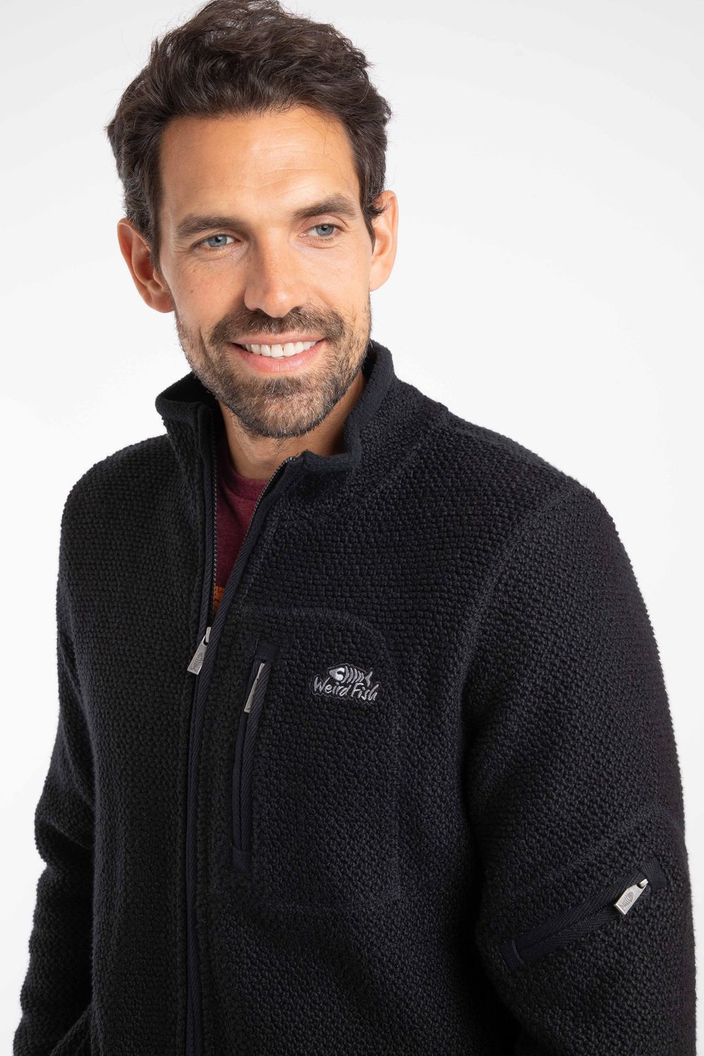 Weird Fish Berhan Full Zip Lined Macaroni Jacket Black
