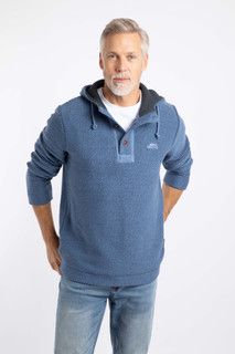 Bakersfield Button Neck Hooded Macaroni Mid Blue Bakersfield Button Neck Hooded Macaroni Mid Blue