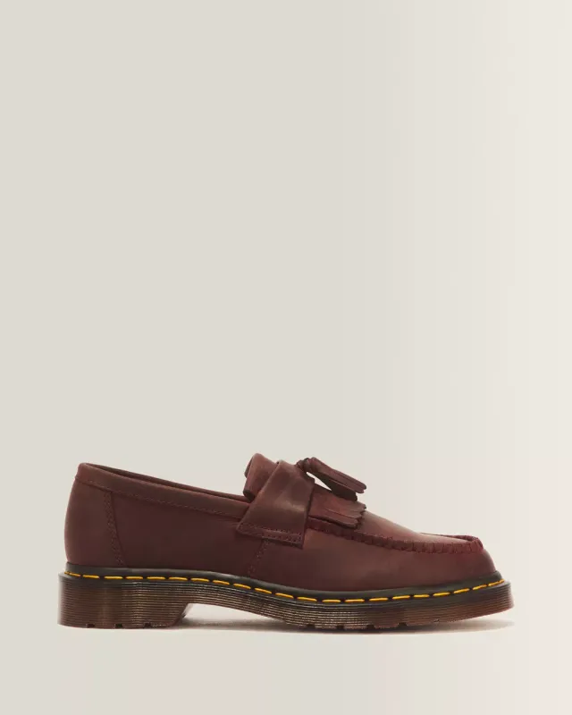 Dr. Martens Adrian Cherry Red Crazy Horse Loafers