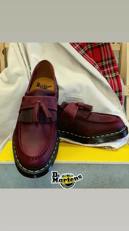 Dr. Martens Adrian Cherry Red Crazy Horse Loafers