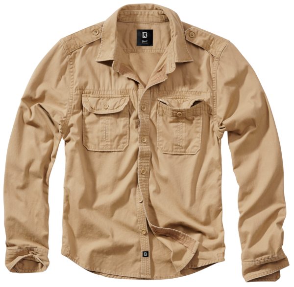 Brandit Vintage Long Sleeve Combat Shirt Khaki