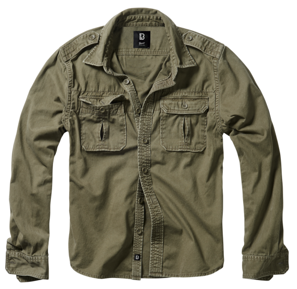 Brandit Vintage Long Sleeve Combat Shirt Olive