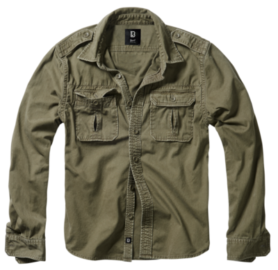 Brandit Vintage Long Sleeve Combat Shirt Olive