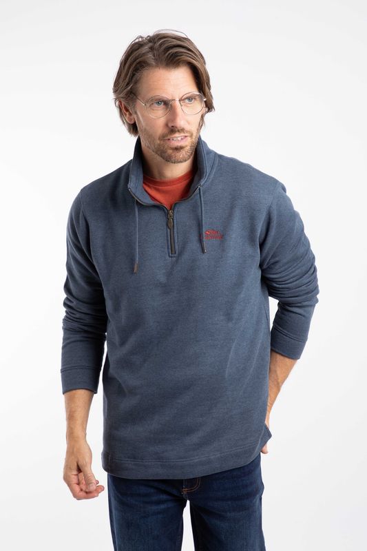 Weird Fish Brampton Branded 1/4 Zip Sweatshirt Navy