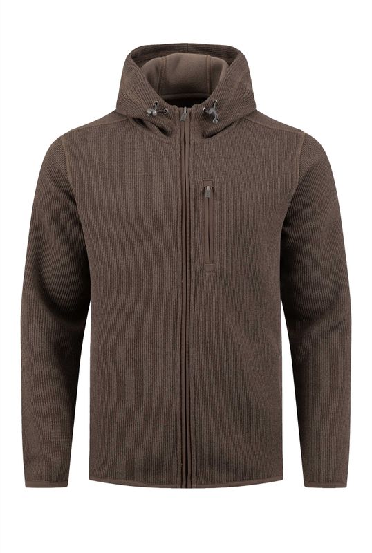 Weird Fish Lockie Recycled Full Zip Bonded Fleece Hoodie Coffee